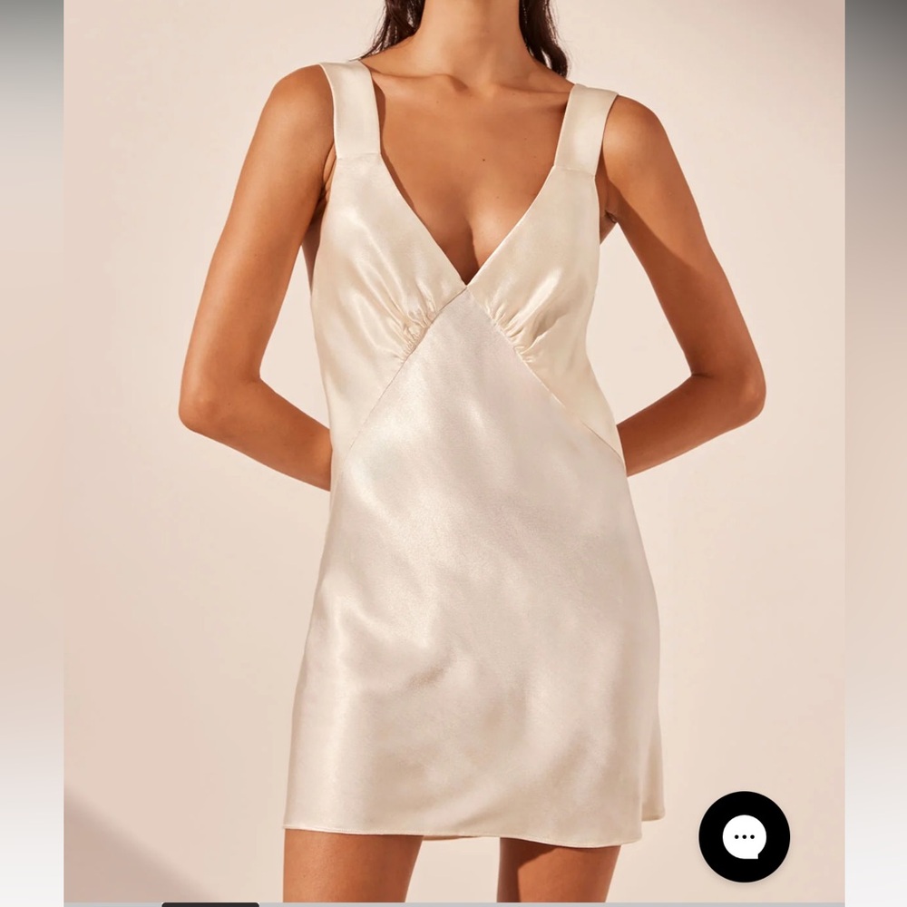 Shona Joy La Lune Plunged Mini Dress - Cream